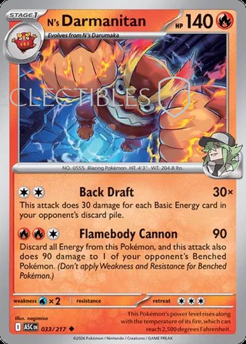 Pokemon Ascended Heroes 033/217 Ns Darmanitan  Reverse Holo
