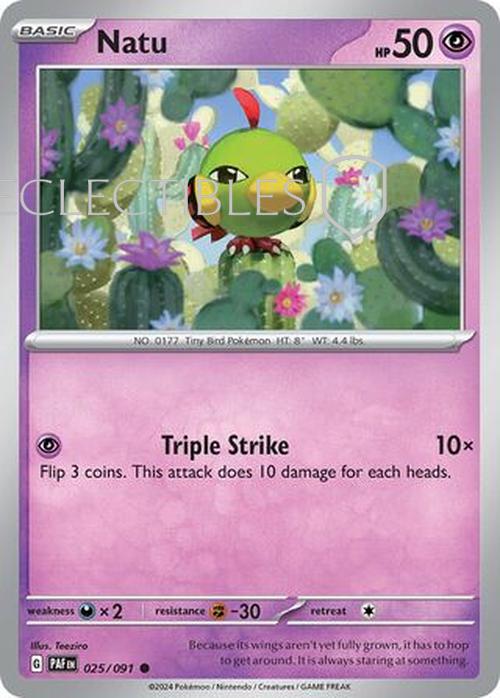 Pokemon Paldean Fates 025/91 Natu  Reverse Holo
