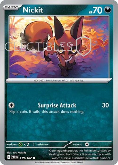 Pokemon Paradox Rift 119/182 Nickit  Reverse Holo