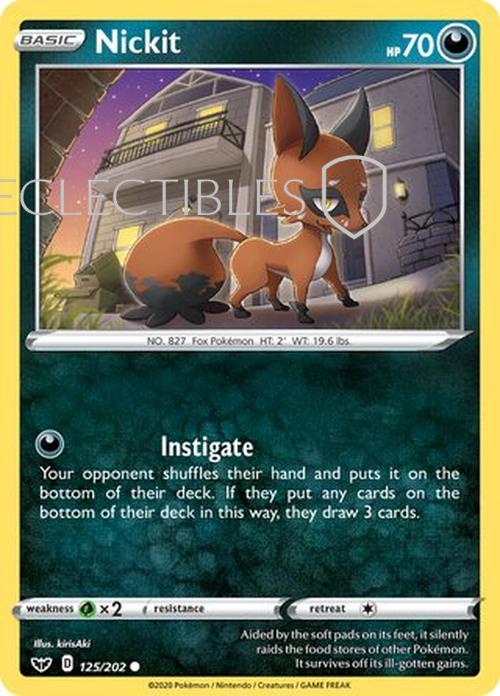 Pokemon Sword & Shield 125/202 Nickit  Reverse Holo