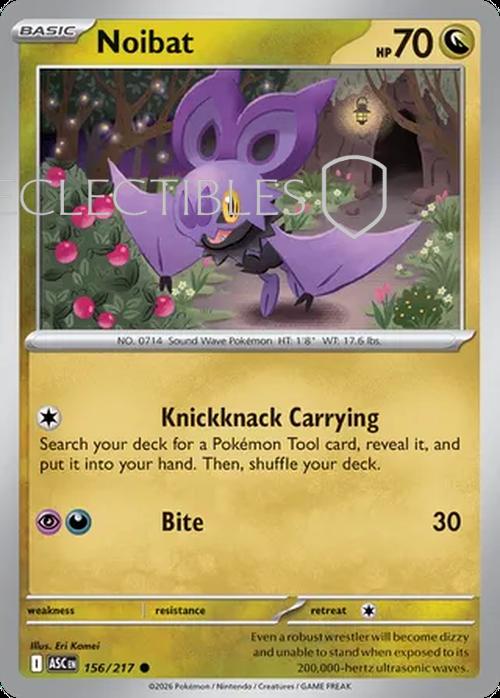 Pokemon Ascended Heroes 156/217 Noibat  Reverse Holo