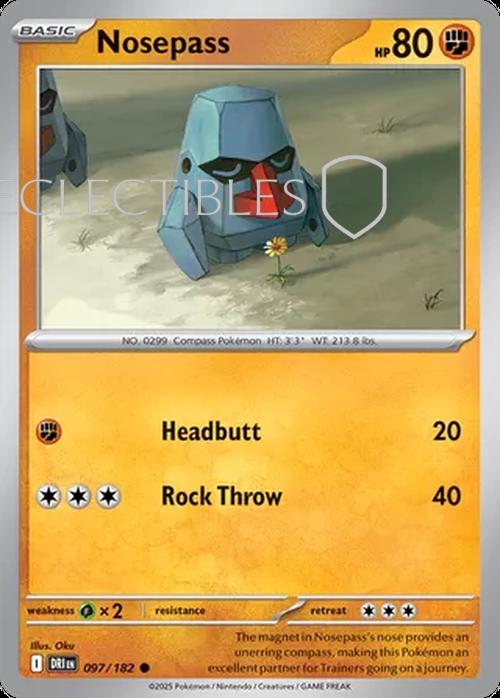 Pokemon Destined Rivals 097/182 Nosepass  Reverse Holo