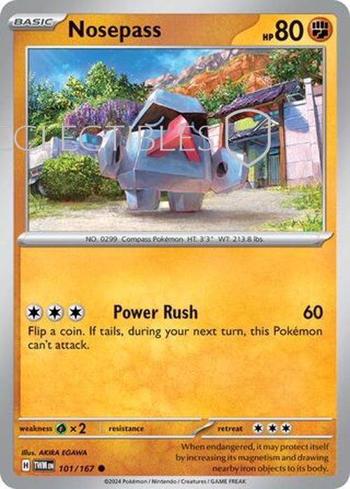Pokemon Twilight Masquerade 101/167 Nosepass  Reverse Holo