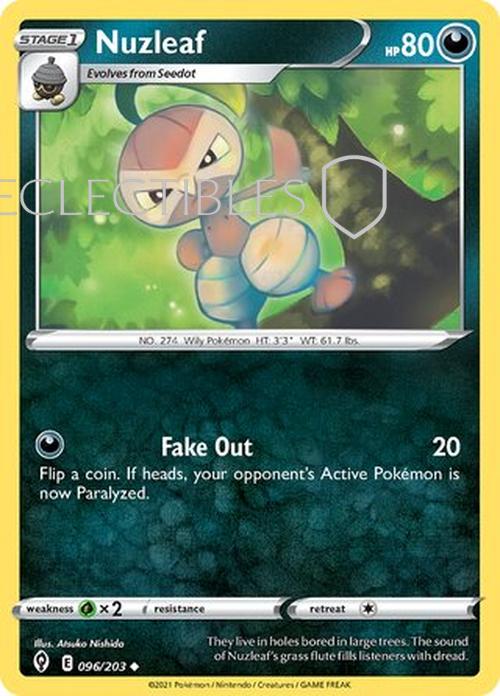Pokemon Evolving Skies 096/203 Nuzleaf  Reverse Holo