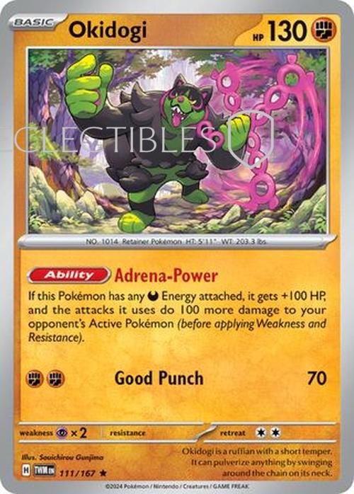 Pokemon Twilight Masquerade 111/167 Okidogi  Reverse Holo