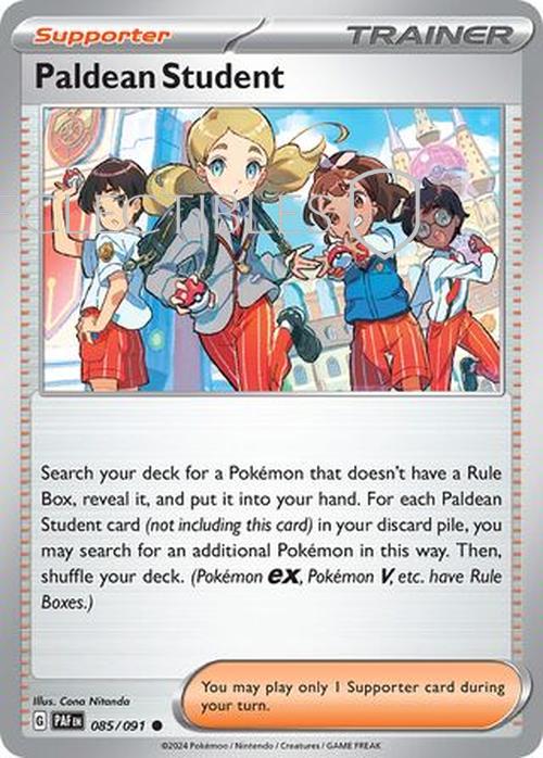 Pokemon Paldean Fates 085/91 Paldean Student  Reverse Holo