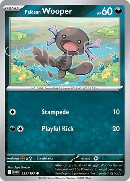 Pokemon Paldea Evolved  129/193 Paldean Wooper  Reverse Holo