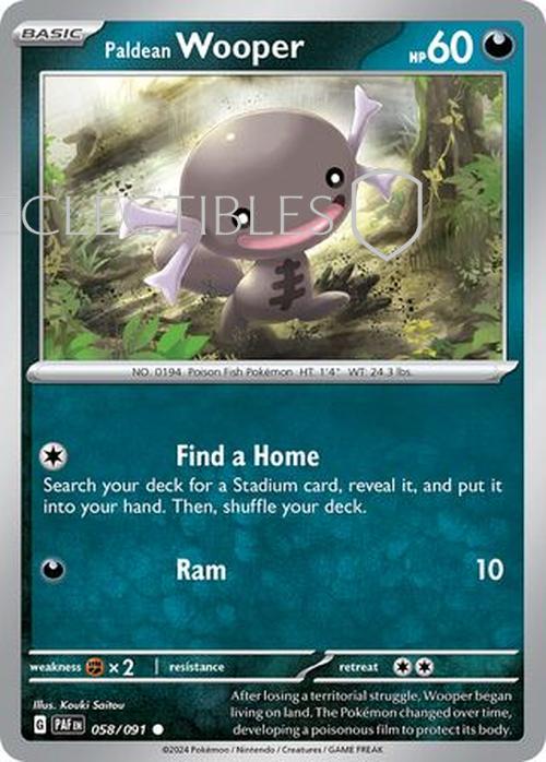 Pokemon Paldean Fates 058/91 Paldean Wooper  Reverse Holo