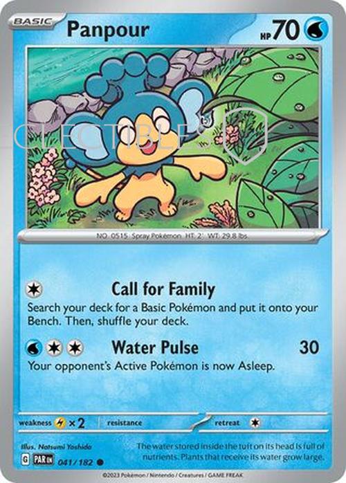 Pokemon Paradox Rift 041/182 Panpour  Reverse Holo