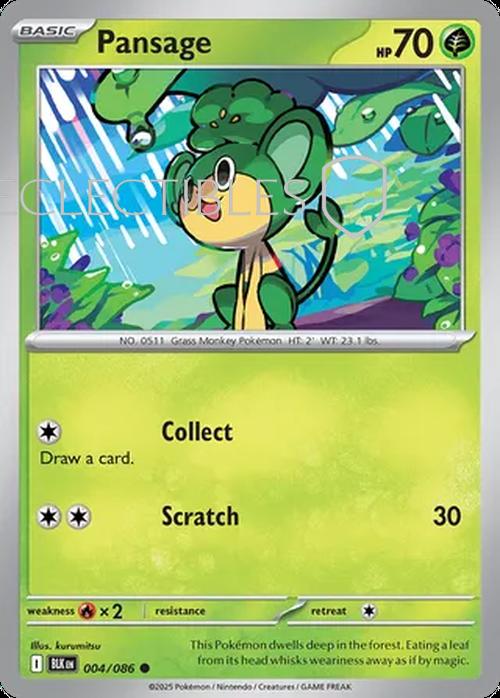 Pokemon Black Bolt 004/086 Pansage Pokeball Holo