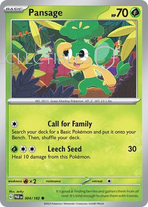Pokemon Paradox Rift 004/182 Pansage  Reverse Holo