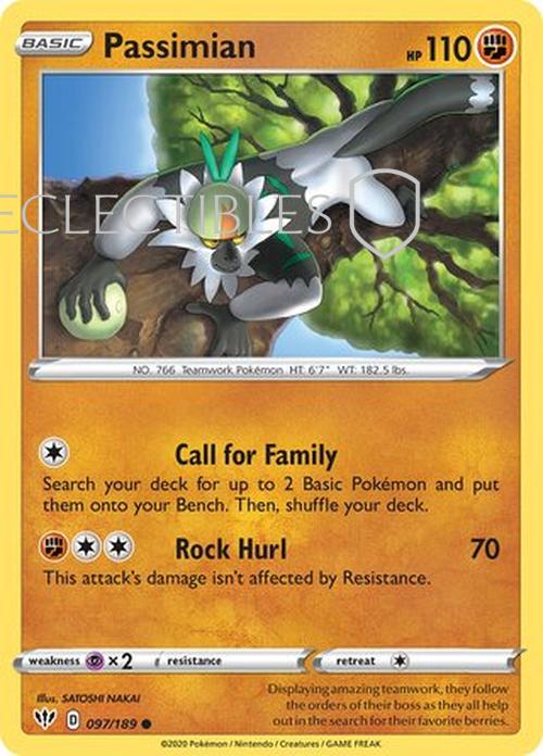 Pokemon Darkness Ablaze 097/189 Passimian  Reverse Holo