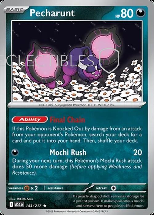 Pokemon Ascended Heroes 143/217 Pecharunt  Reverse Holo