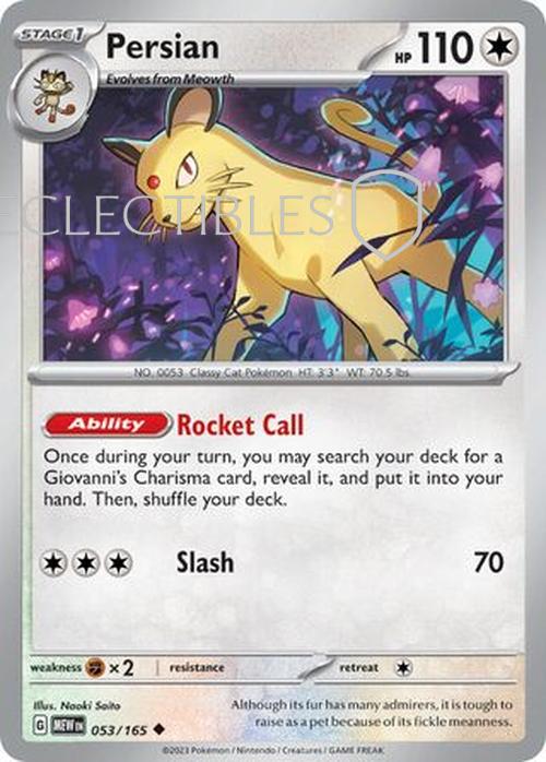 Pokemon Scarlet & Violet 151 053/165 Persian  Reverse Holo
