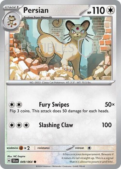Pokemon Shrouded Fable 049/064 Persian  Reverse Holo