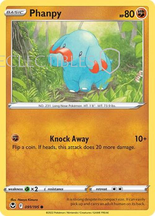 Pokemon Silver Tempest 091/195 Phanpy  Reverse Holo
