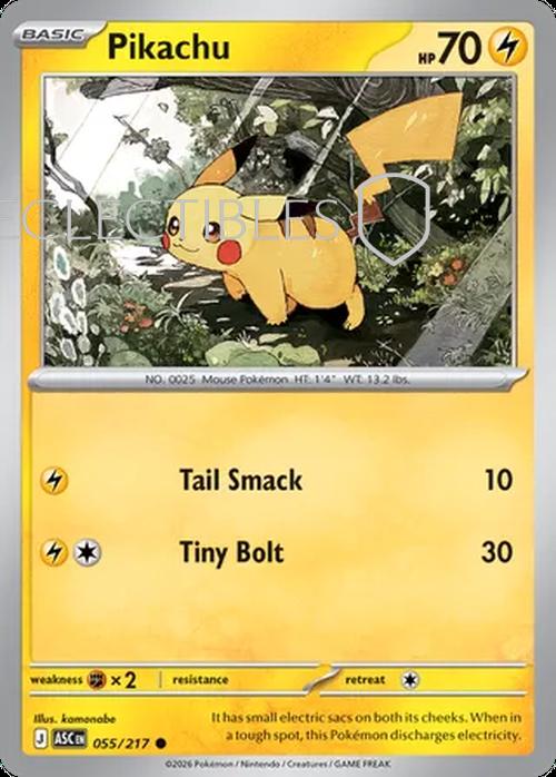 Pokemon Ascended Heroes 055/217 Pikachu  Reverse Holo