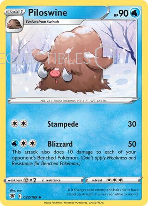 Pokemon Astral Radiance 032/189 Piloswine  Reverse Holo