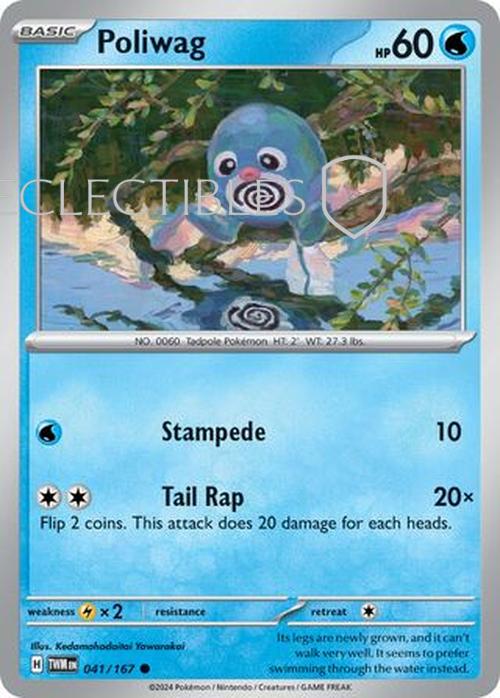 Pokemon Twilight Masquerade 041/167 Poliwag  Reverse Holo