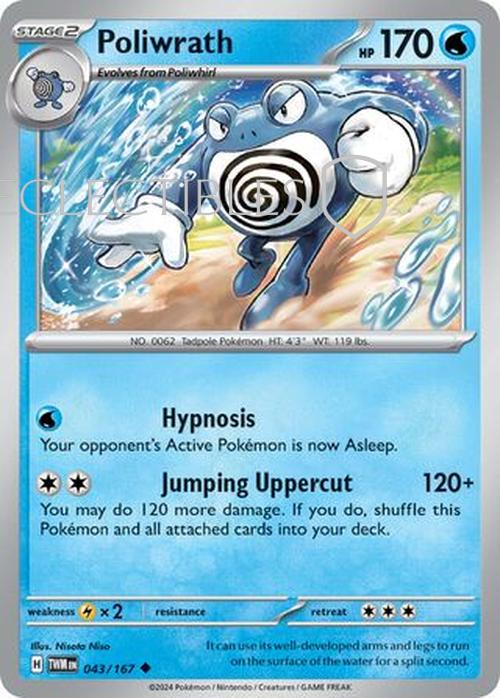 Pokemon Twilight Masquerade 043/167 Poliwrath  Reverse Holo