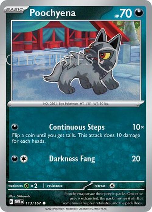 Pokemon Twilight Masquerade 113/167 Poochyena  Reverse Holo