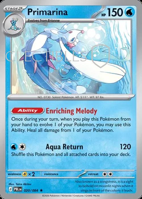 Pokemon pitch black 020/84 Primarina  Reverse Holo