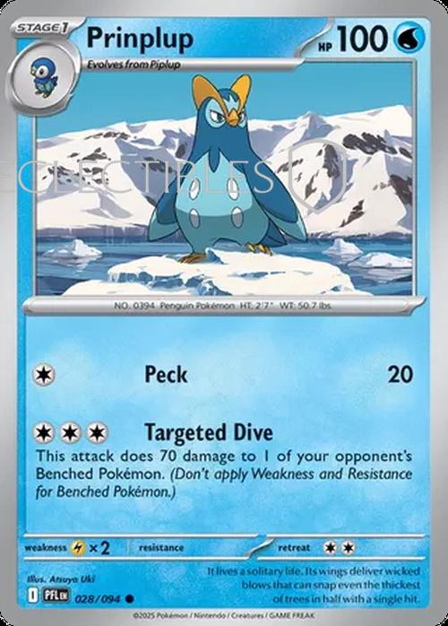 Pokemon Phantasmal Flames 028/094 Prinplup  Reverse Holo