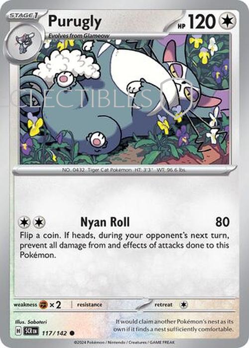 Pokemon Stellar Crown 117/142 Purugly  Reverse Holo