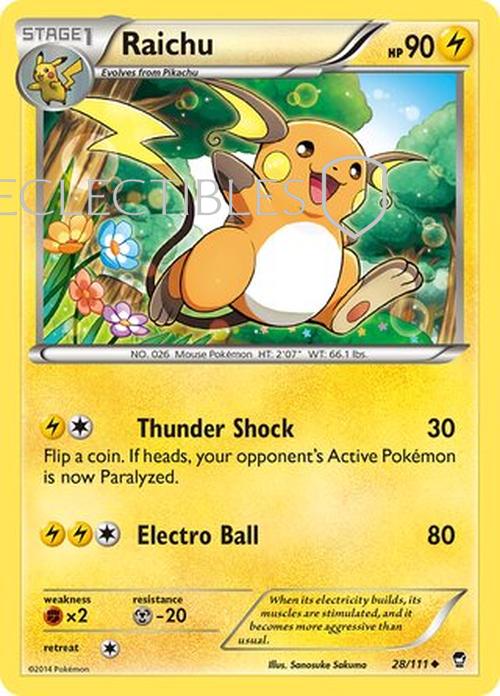 Pokemon Furious Fists 028/111 Raichu  Reverse Holo