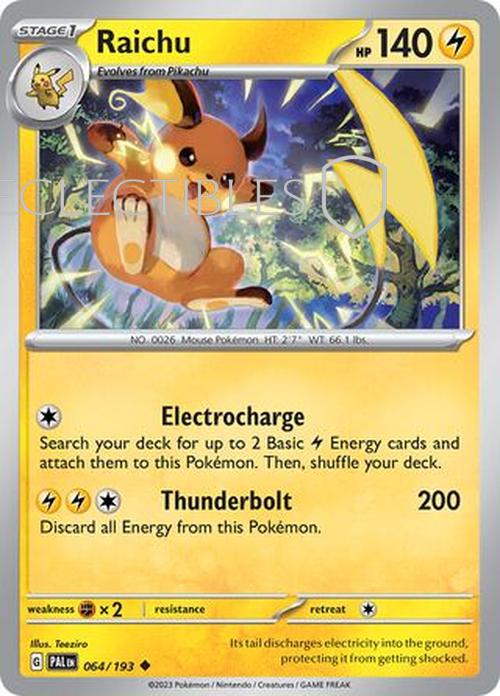 Pokemon Paldean Fates 019/91 Raichu Holo