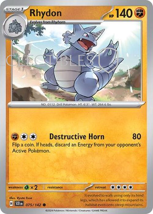 Pokemon Stellar Crown 075/142 Rhydon  Reverse Holo