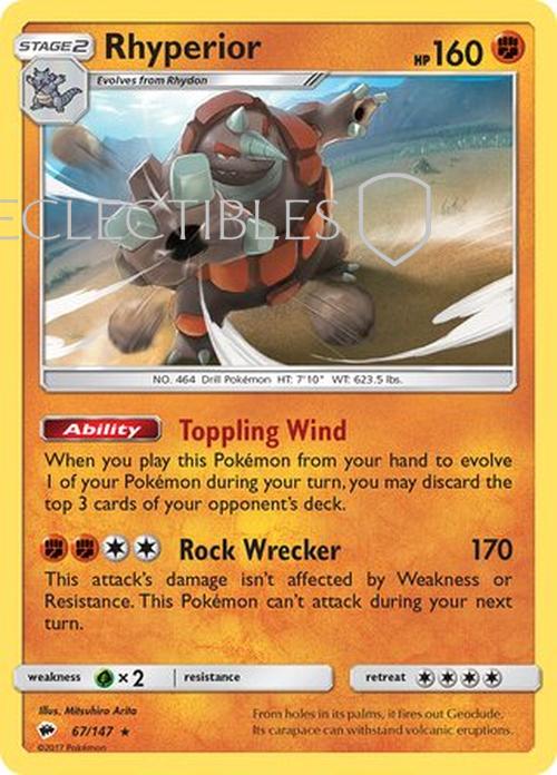 Pokemon Burning Shadows 067/147 Rhyperior Holo