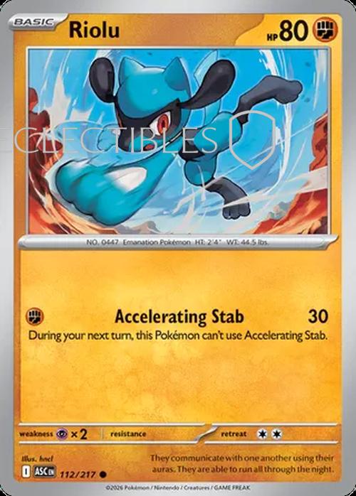 Pokemon Ascended Heroes 112/217 Riolu  Reverse Holo