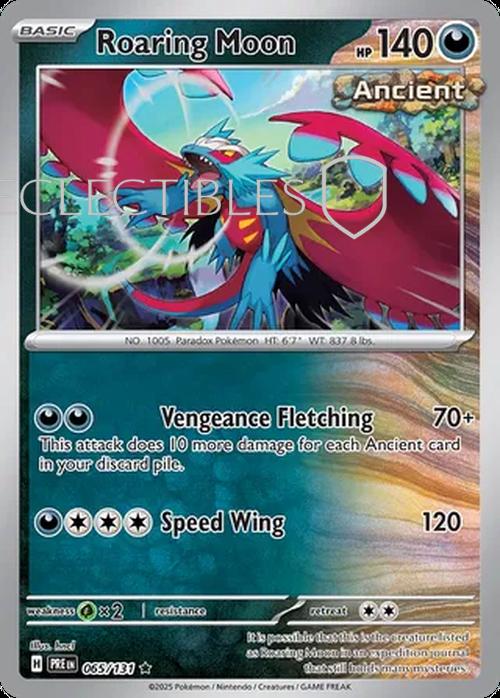 Pokemon Prismatic Evolutions 065/131 Roaring Moon Reverse Holo