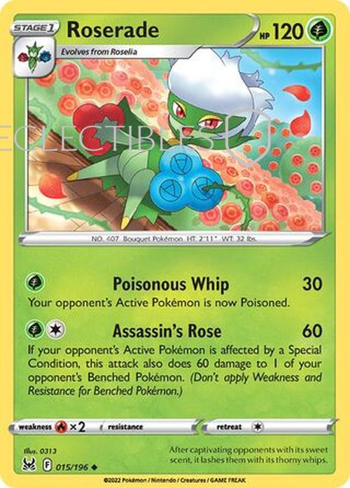 Pokemon Lost Origin 015/196 Roserade  Reverse Holo