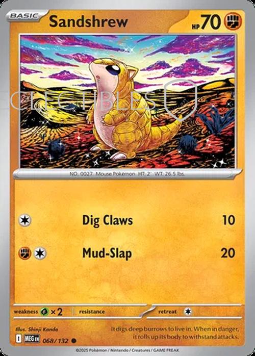 Pokemon Mega Evolutions 068/132 Sandshrew  Reverse Holo