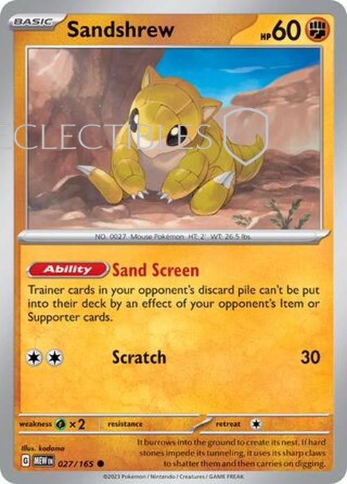 Pokemon Scarlet & Violet 151 027/165 Sandshrew  Reverse Holo