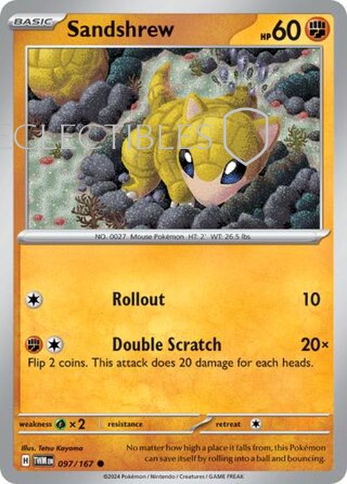 Pokemon Twilight Masquerade 097/167 Sandshrew  Reverse Holo