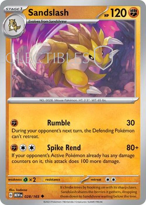 Pokemon Scarlet & Violet 151 028/165 Sandslash  Reverse Holo