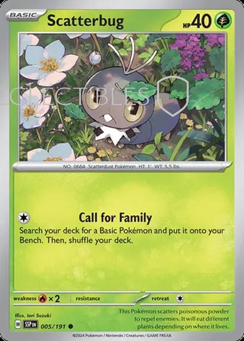 Pokemon Surging Sparks 005/191 Scatterbug  Reverse Holo