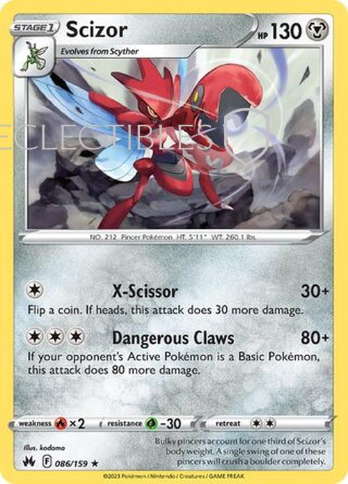 Pokemon Crown Zenith 086/159 Scizor  Reverse Holo