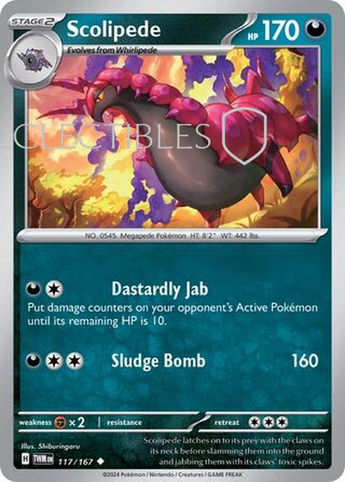 Pokemon Twilight Masquerade 117/167 Scolipede  Reverse Holo