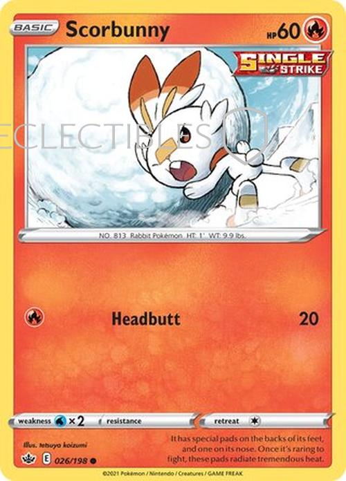 Pokemon Chilling reign 026/198 Scorbunny  Reverse Holo