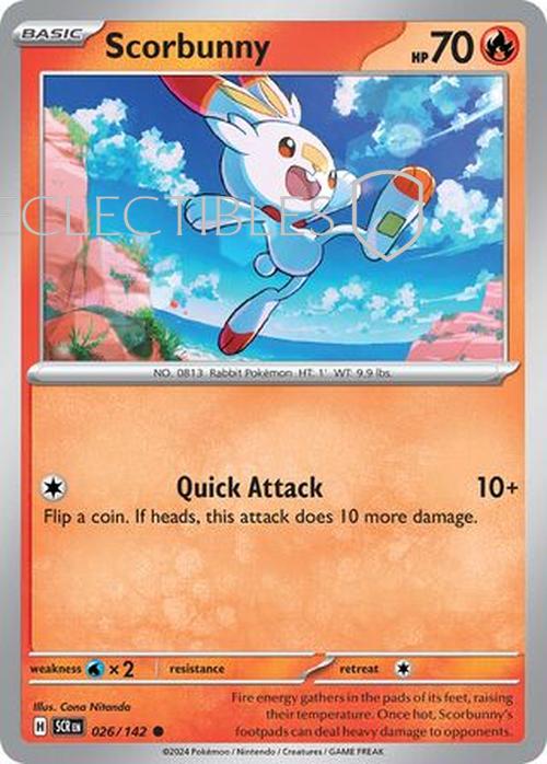 Pokemon Stellar Crown 026/142 Scorbunny  Reverse Holo