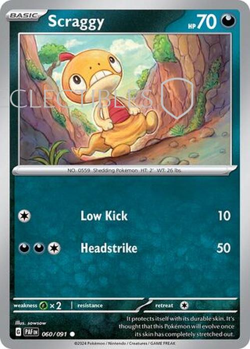 Pokemon Paldean Fates 060/91 Scraggy  Reverse Holo