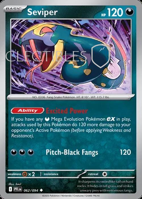 Pokemon Phantasmal Flames 062/094 Seviper  Reverse Holo