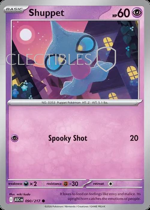 Pokemon Ascended Heroes 090/217 Shuppet  Reverse Holo