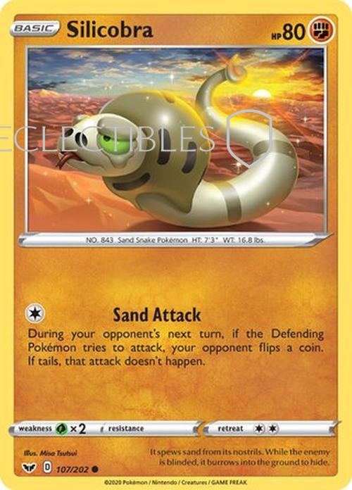 Pokemon Sword & Shield 107/202 Silicobra  Reverse Holo