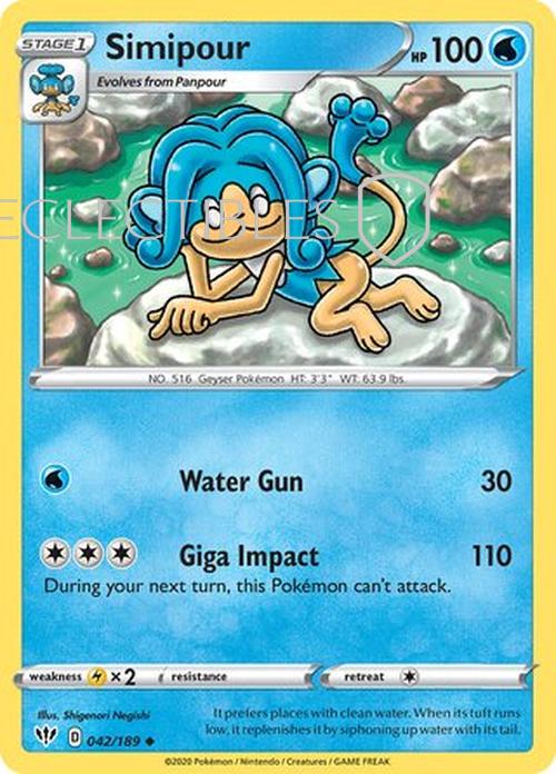 Pokemon Darkness Ablaze 042/189 Simipour  Reverse Holo