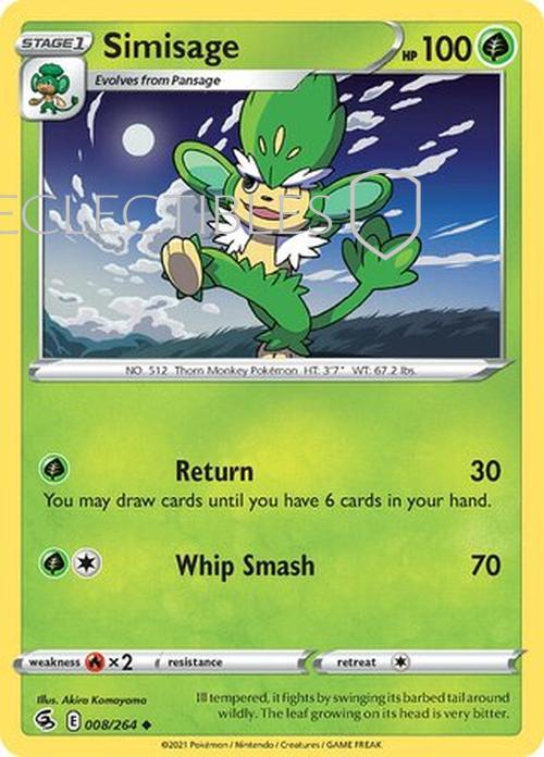 Pokemon Fusion Strike 008/264 Simisage  Reverse Holo